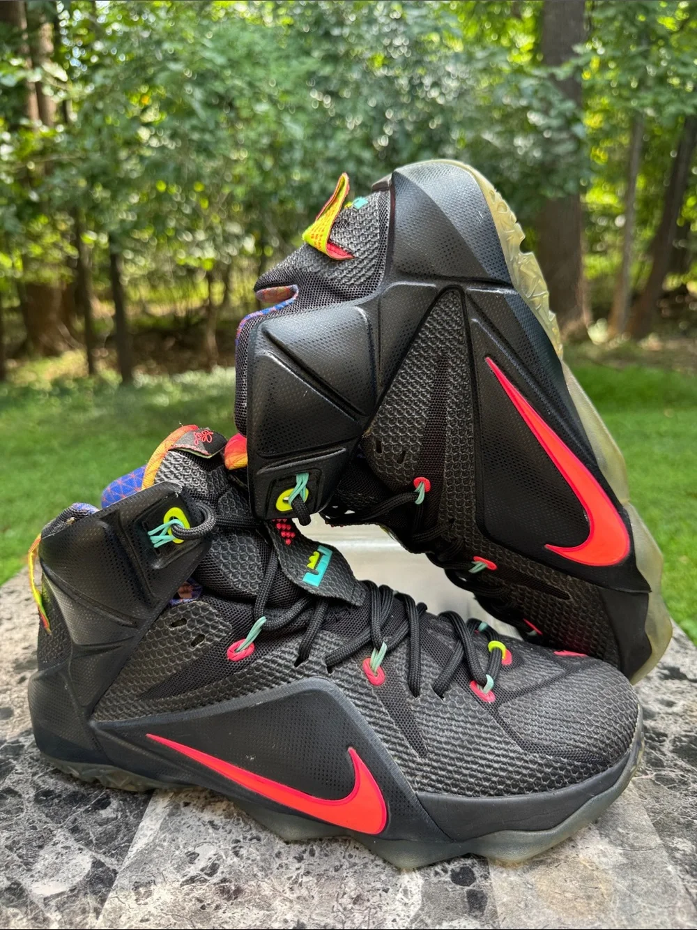 Nike Lebron James XII 12 Data Elite Black Bright Mango Mens Size 10